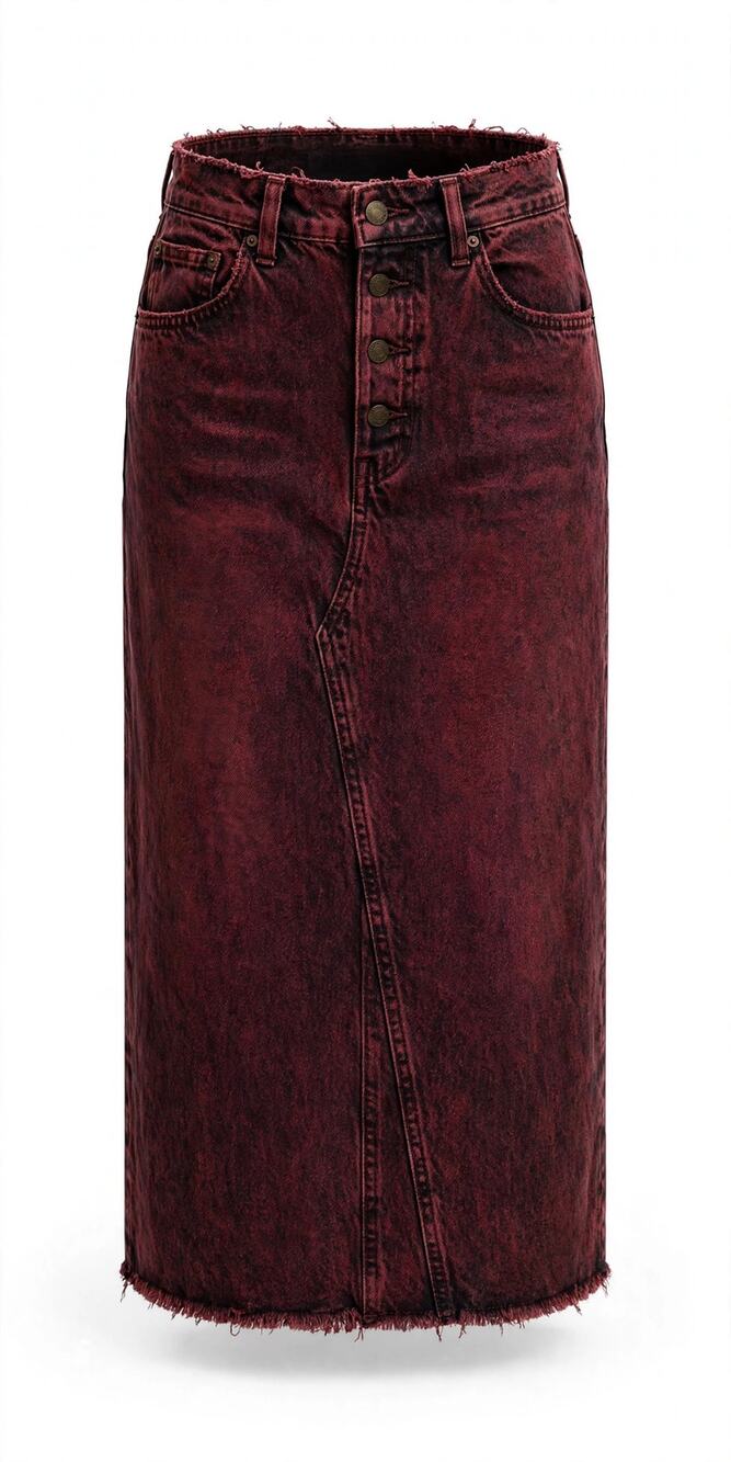 Proenza Schouler White Label Red Acid Wash Denim Midi Skirt 6